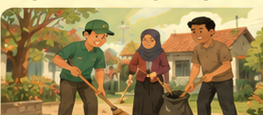 Kerja bakti warga Perumahan PGRI